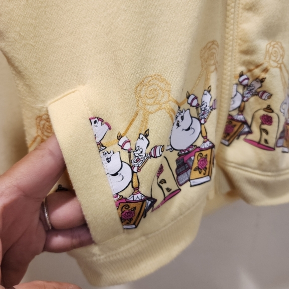 Disney Bella Beauty and The Beast Yellow Hooded zip up sweater size 3T - Picture 5 of 10